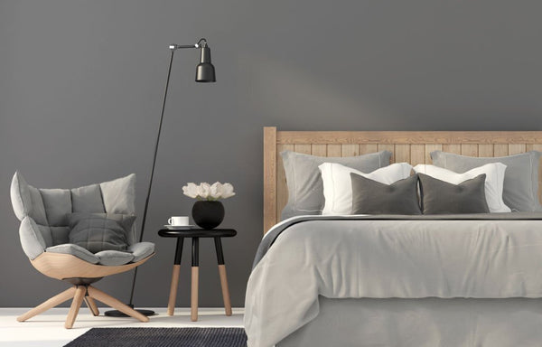 what color bed sheets go with grey walls