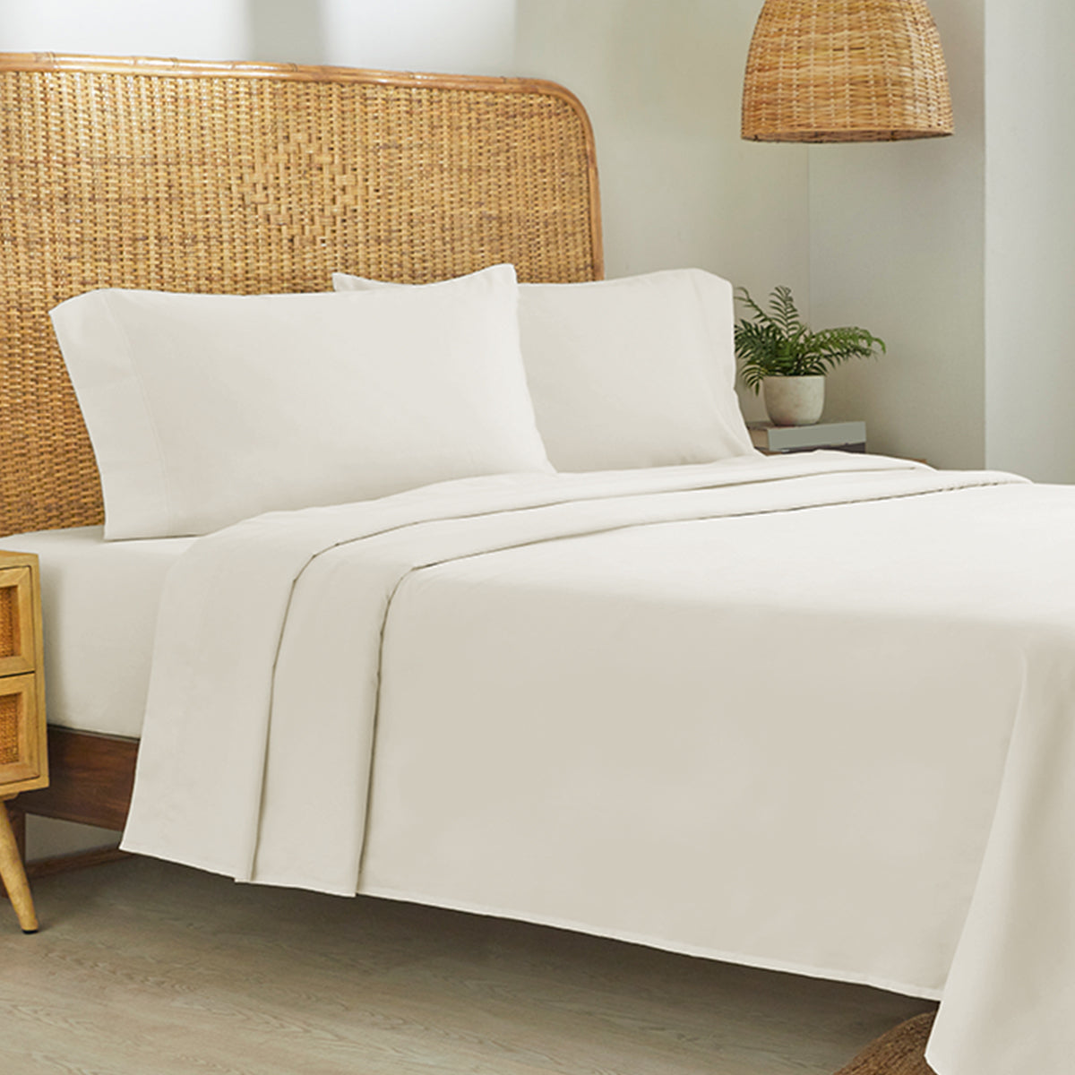 Natural Organic Percale Fitted Sheet Only - California Design Den