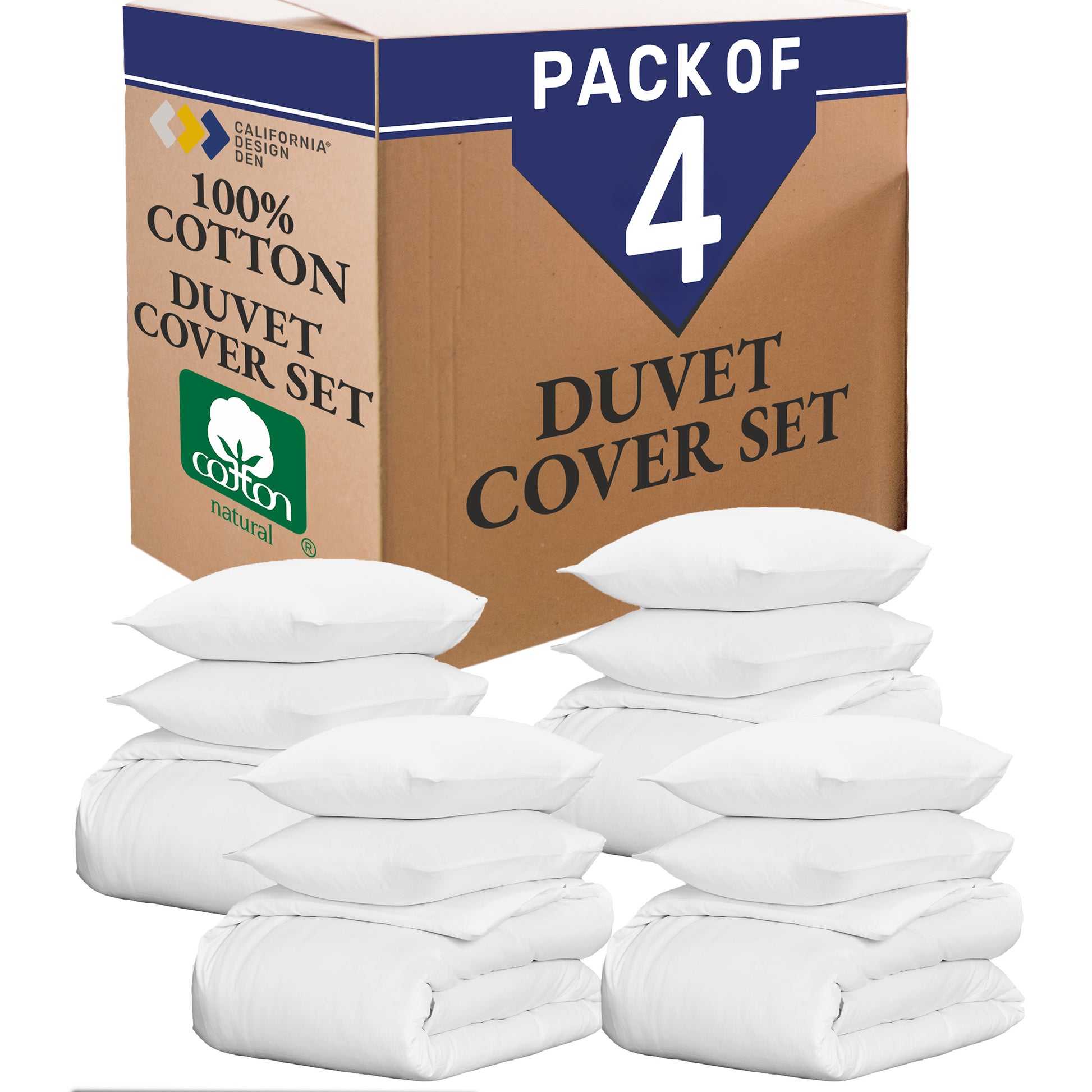 Bulk Pack of 4 Duvet Cover Sets  - Open Box - White - California Design Den