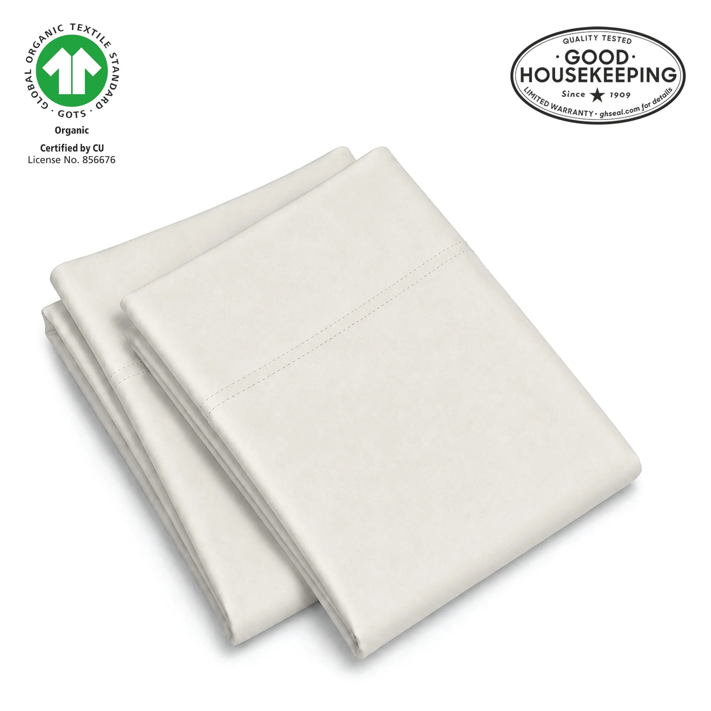 Natural Organic Cotton Sateen Pillowcase Pair