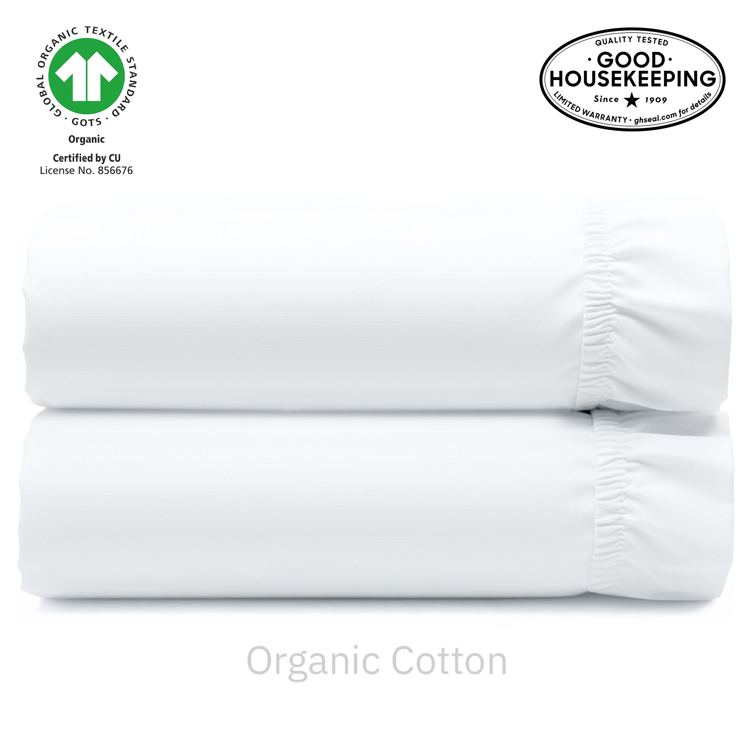 Natural Organic Percale Cotton Fitted Sheet - 2-Pack