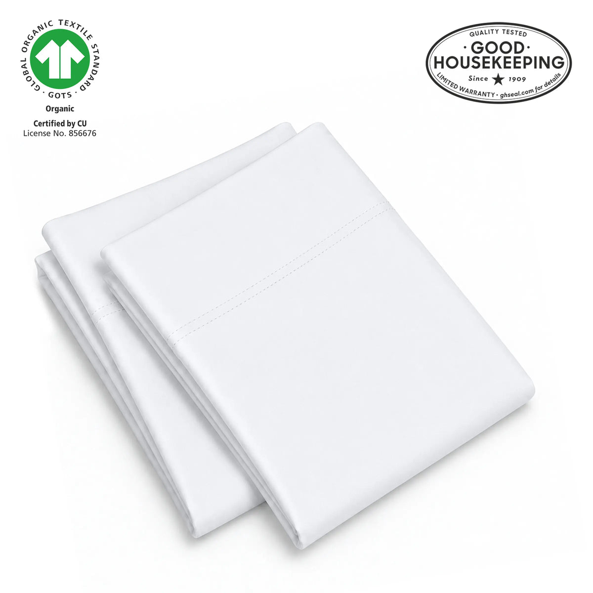 Natural Organic Cotton Sateen Pillowcase Pair