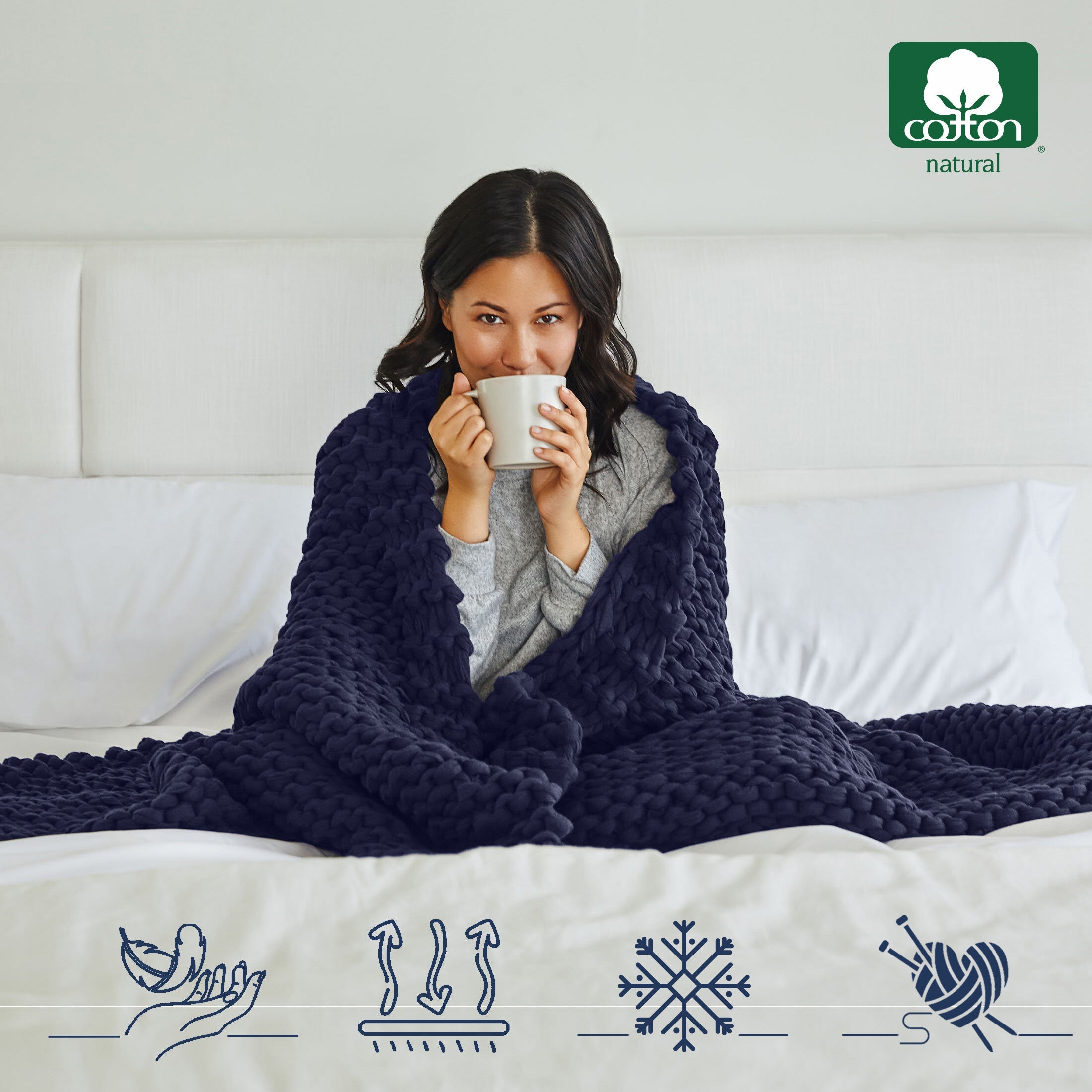 Weighted Blanket Chunky Knit Cotton Blanket Original Knitted