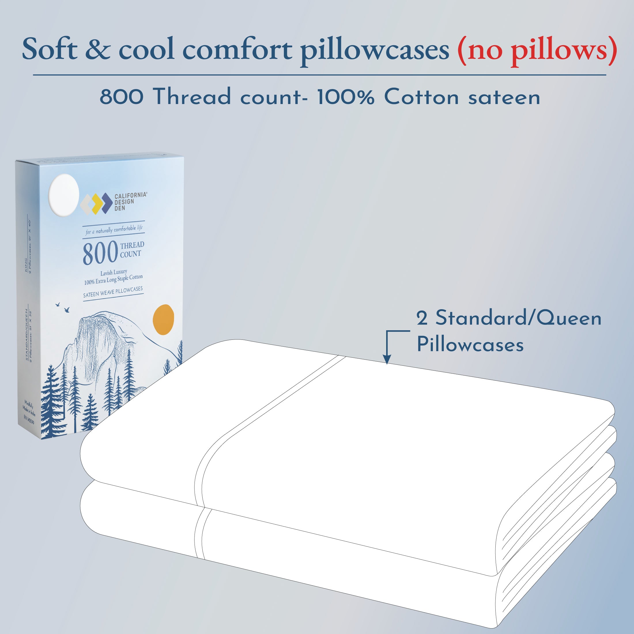Pillowcase Pair - 800 Thread Count - Lavish Luxury - California Design Den