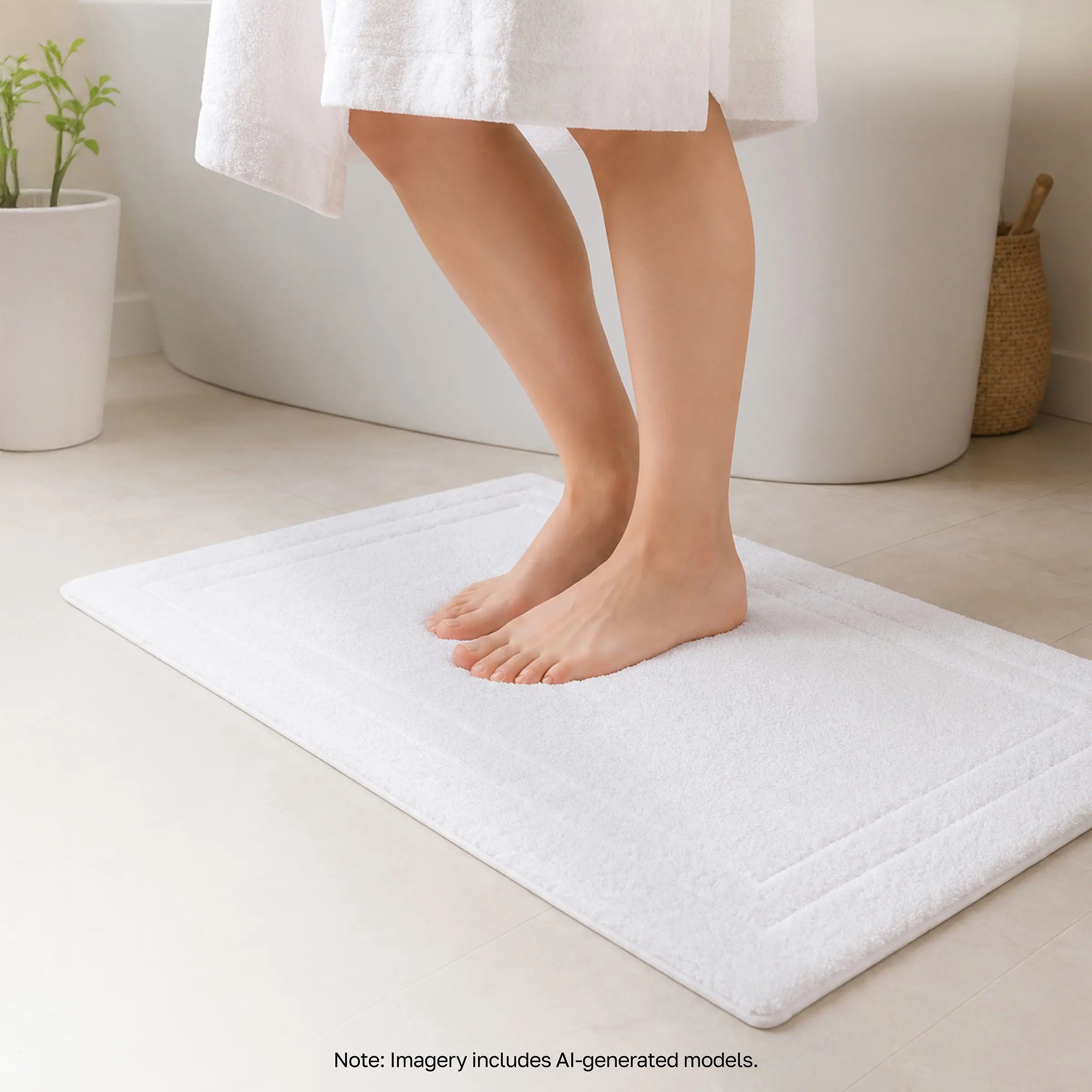 Soft Turkish Organic Cotton Bath Mat - 2 Pieces