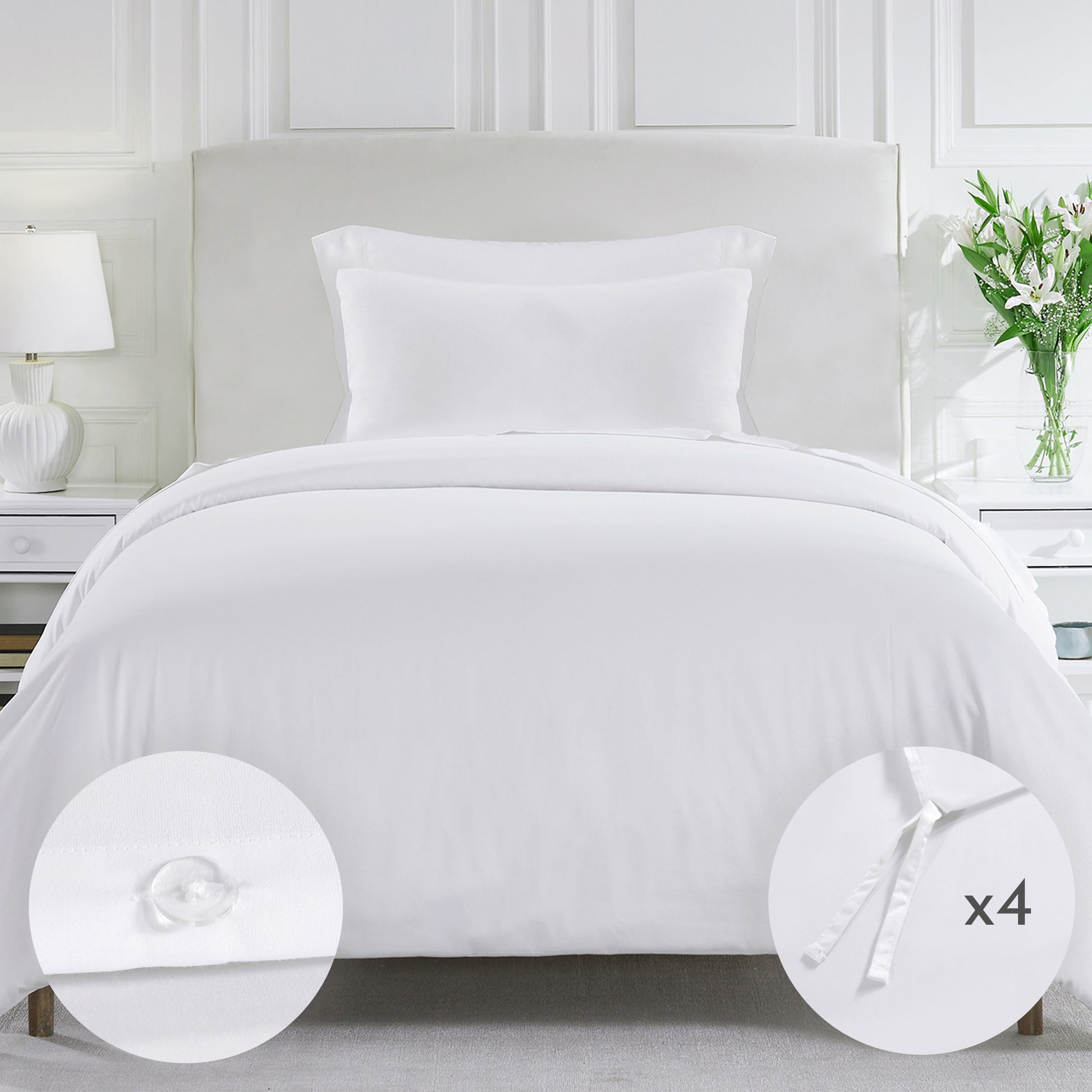 Bulk Pack of 4 Duvet Cover Sets  - Open Box - White - California Design Den