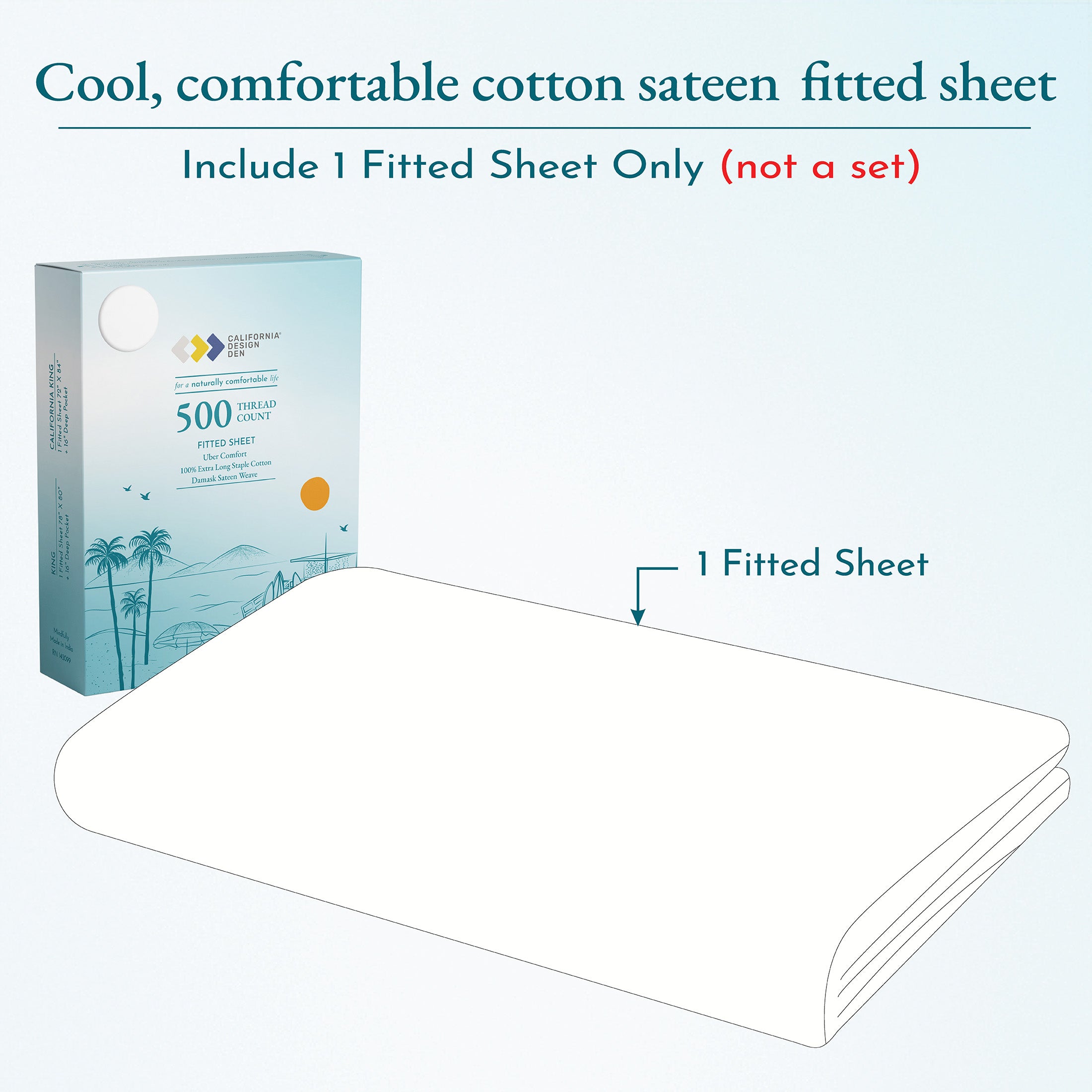 Fitted Sheet Only - 500 Thread Count - Uber Comfort - California Design Den