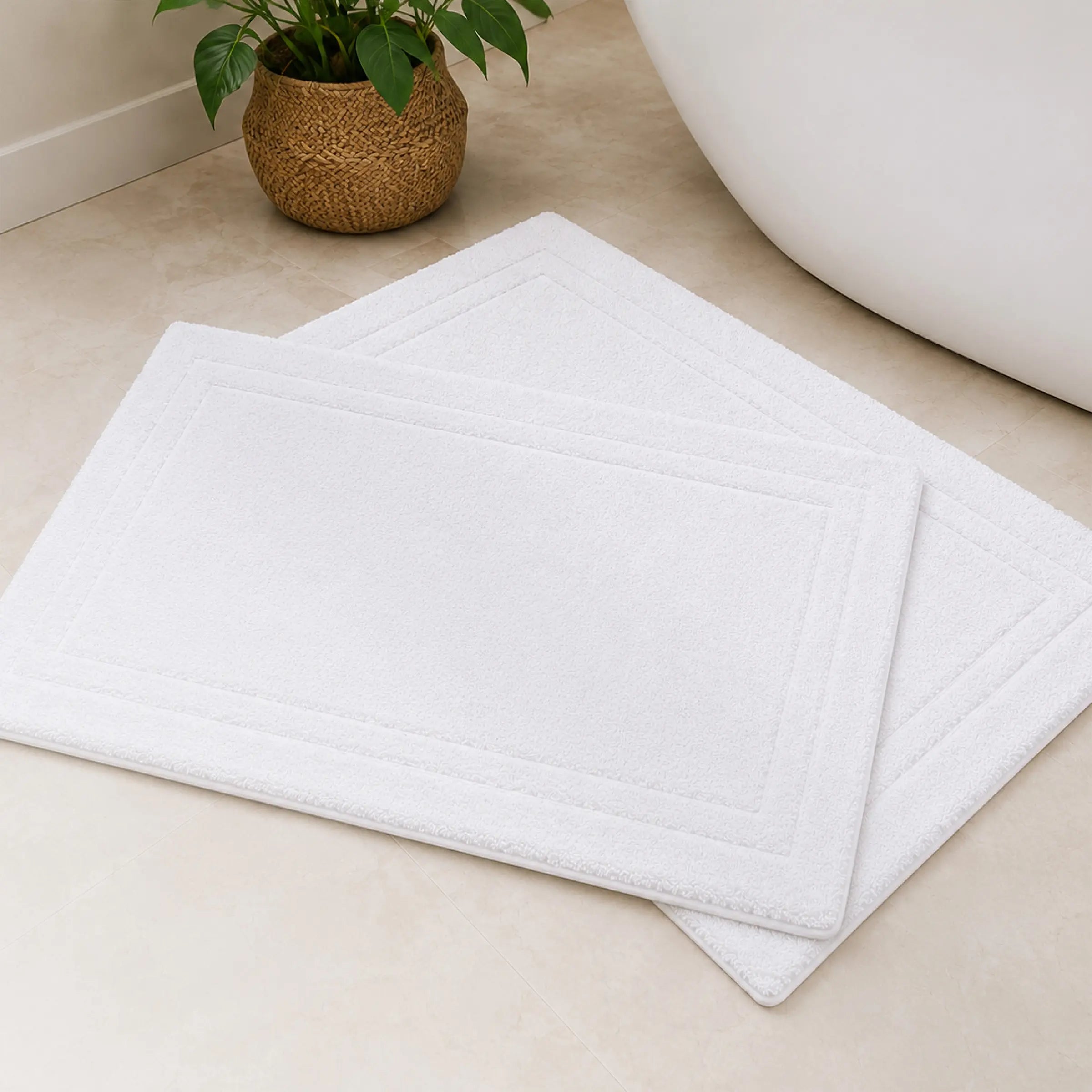 Soft Turkish Organic Cotton Bath Mat - 2 Pieces