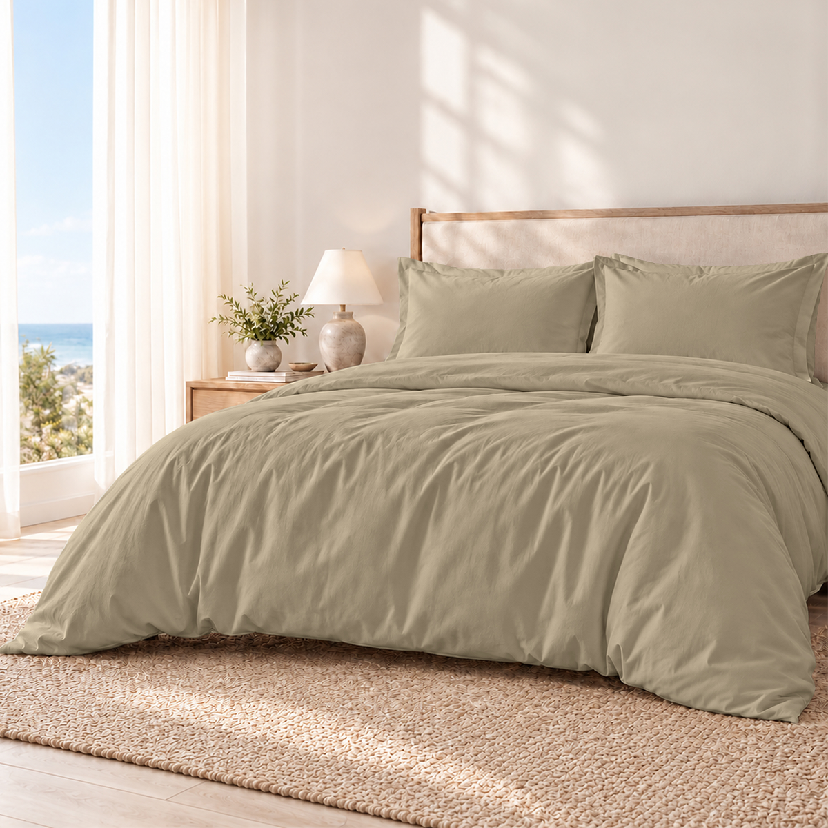 Natural Organic Cotton Percale Duvet Cover Set