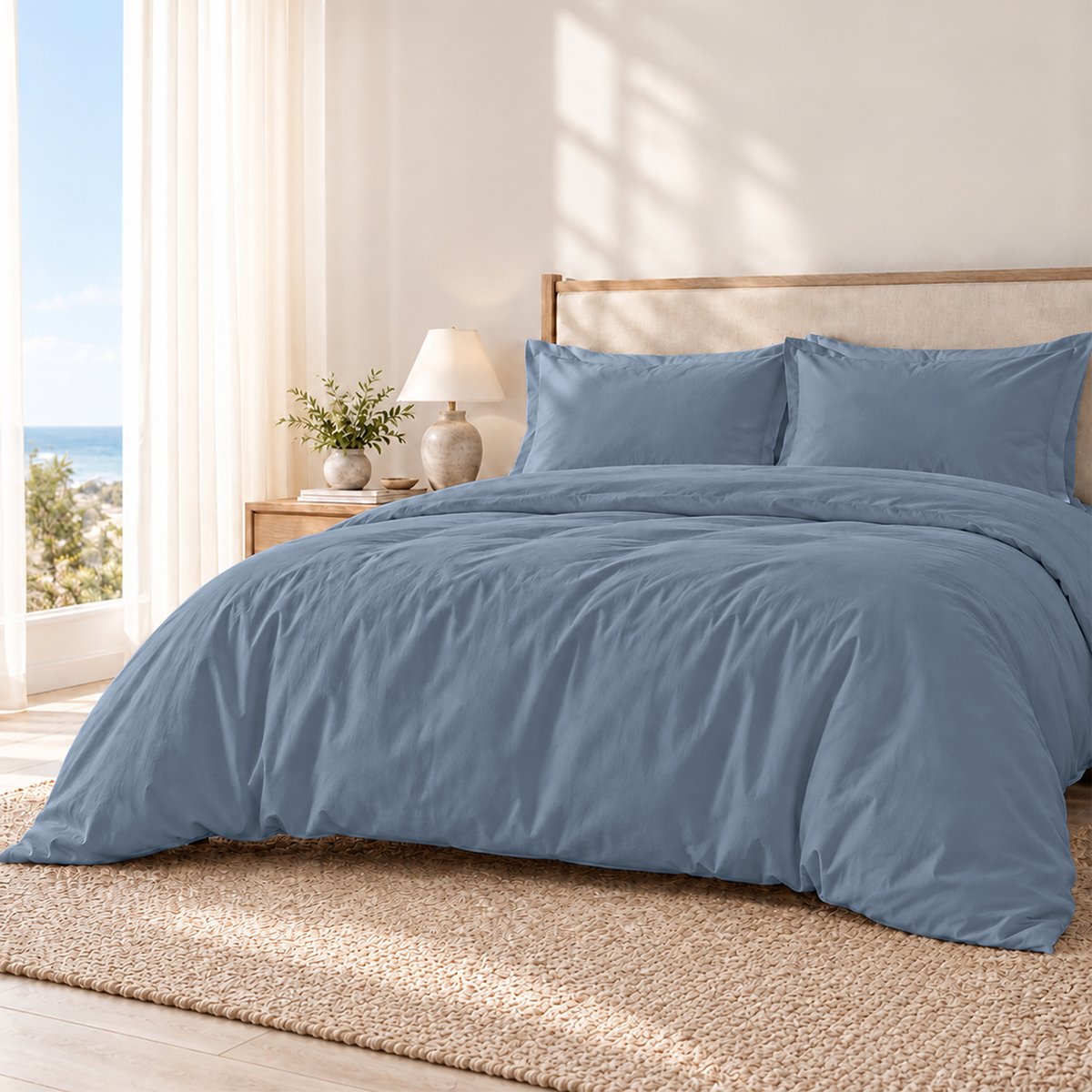 Natural Organic Cotton Percale Duvet Cover Set