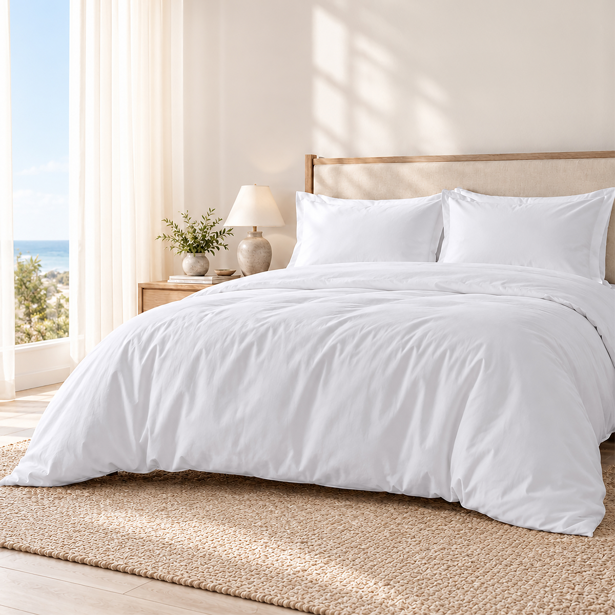 Natural Organic Cotton Percale Duvet Cover Set