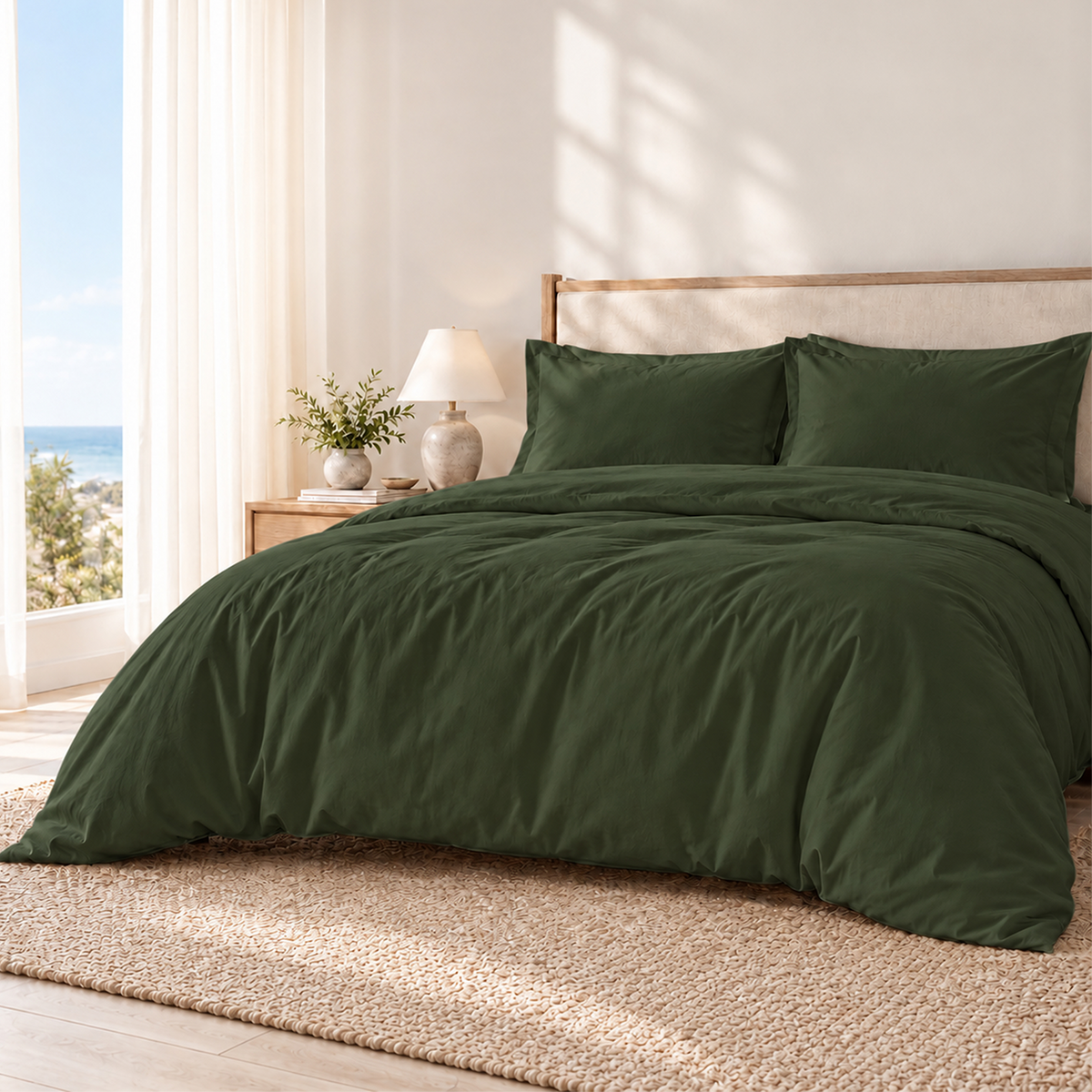 Natural Organic Cotton Percale Duvet Cover Set