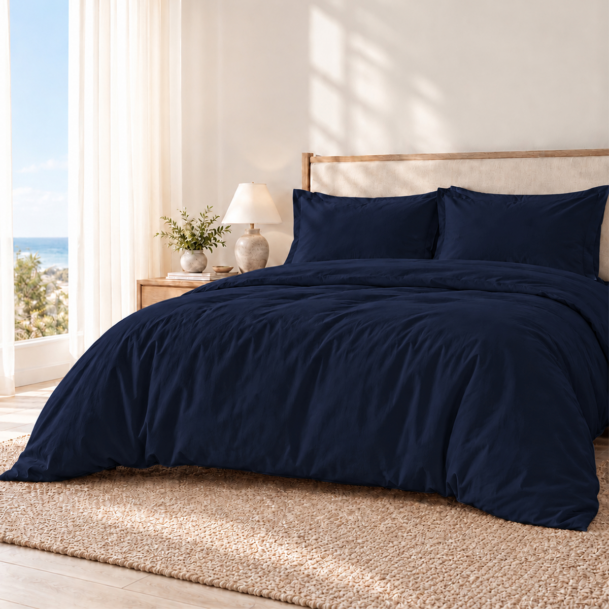 Natural Organic Cotton Percale Duvet Cover Set