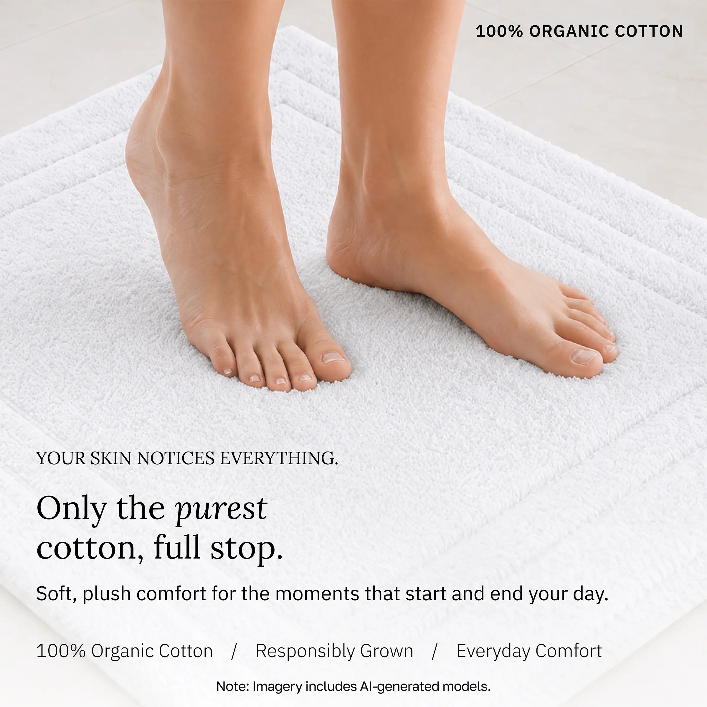 Soft Turkish Organic Cotton Bath Mat - 12 Pieces