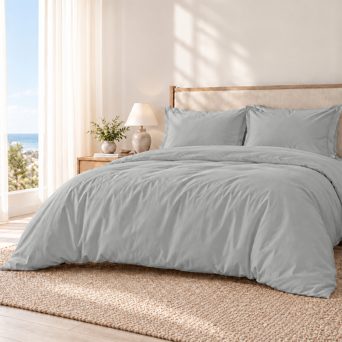 Natural Organic Cotton Percale Duvet Cover Set