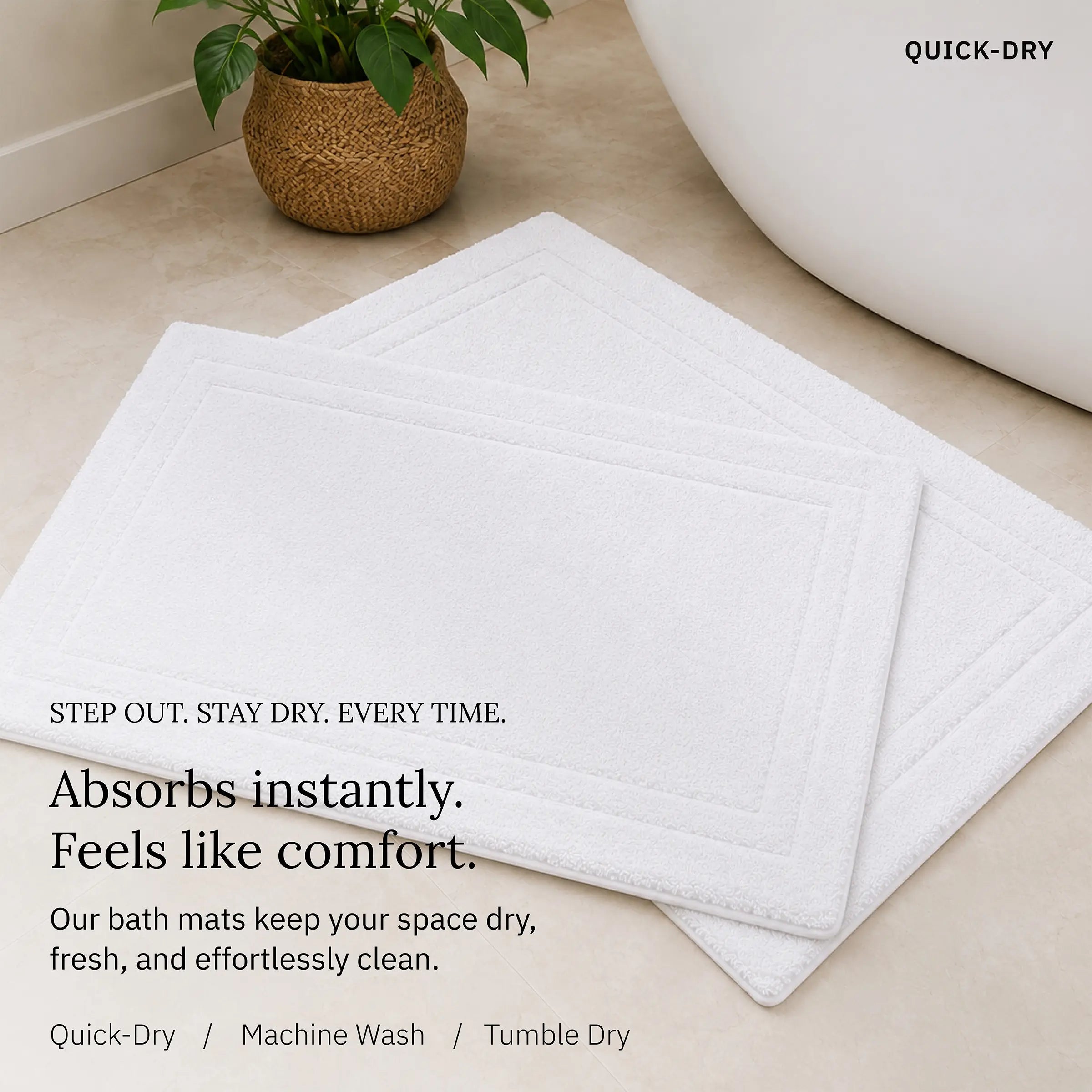 Soft Turkish Organic Cotton Bath Mat - 12 Pieces