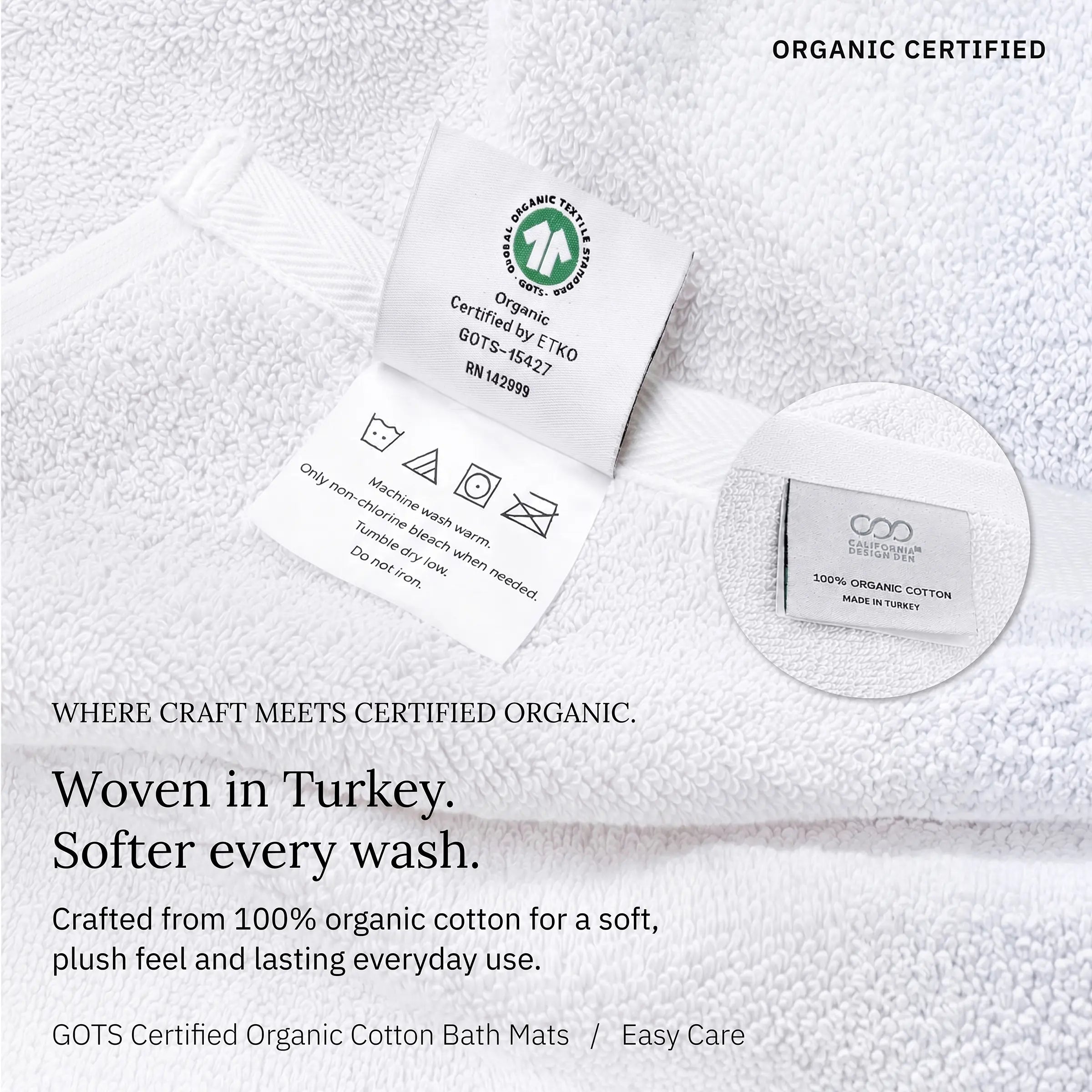 Soft Turkish Organic Cotton Bath Mat - 12 Pieces