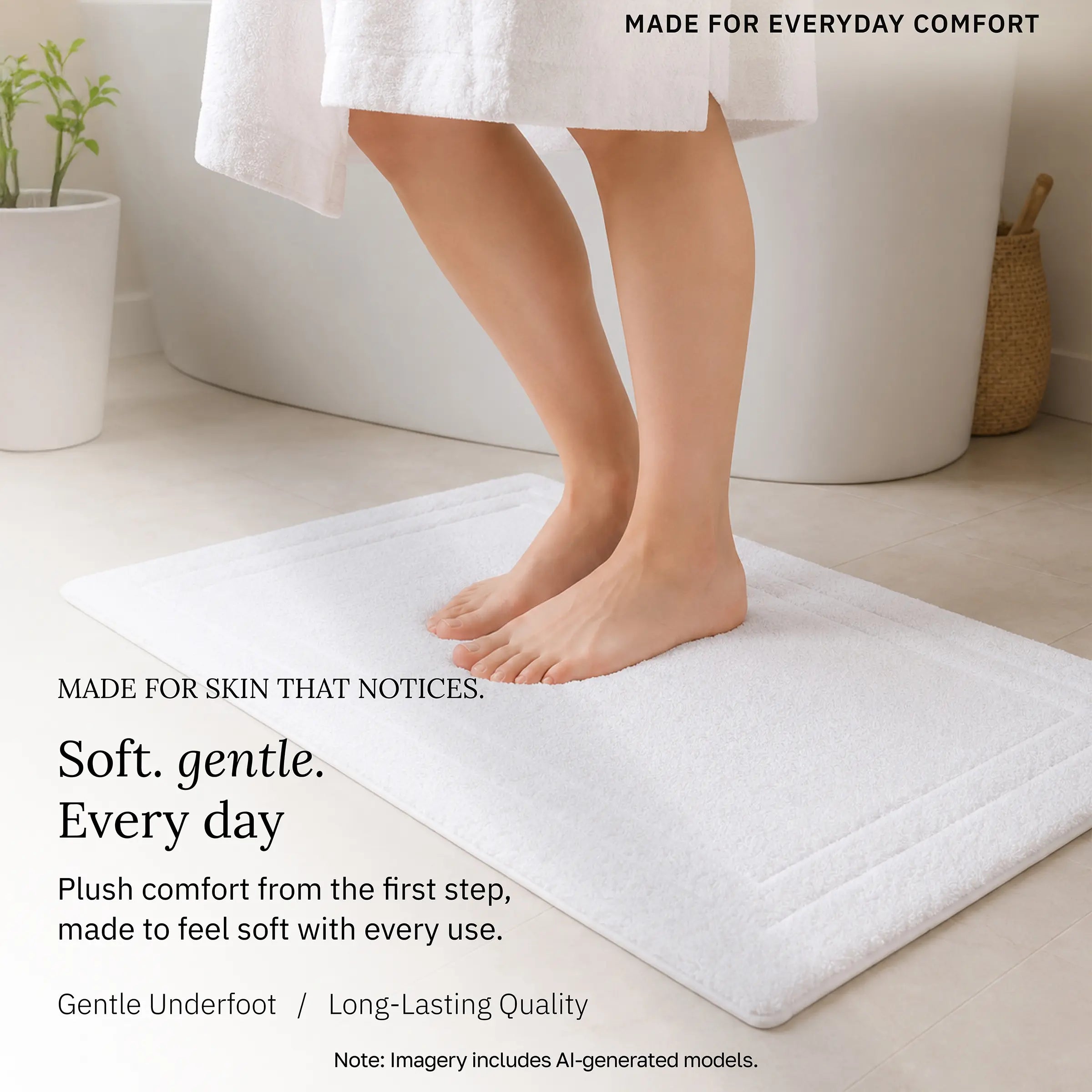 Soft Turkish Organic Cotton Bath Mat - 12 Pieces