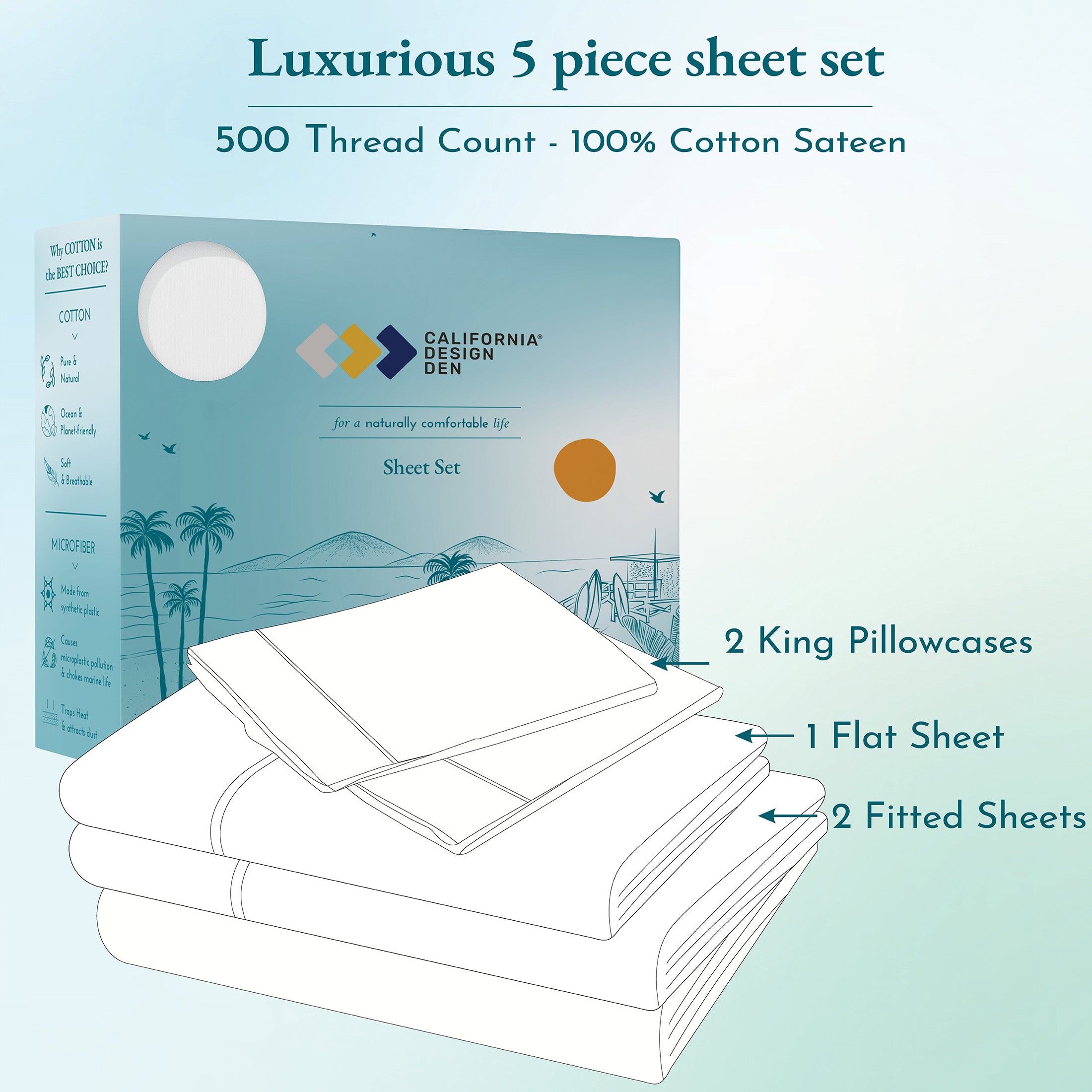 Silky Soft Sateen Solid Sheet Set - California Design Den