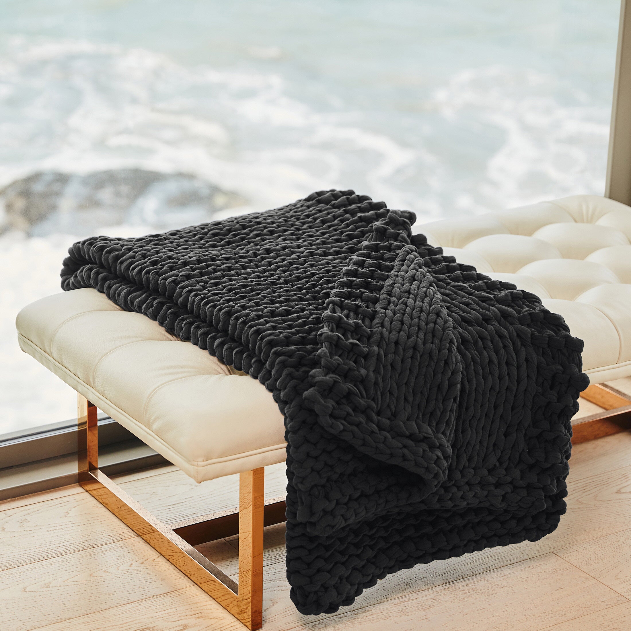 Chunky Hand-Knitted Weighted Blanket - California Design Den