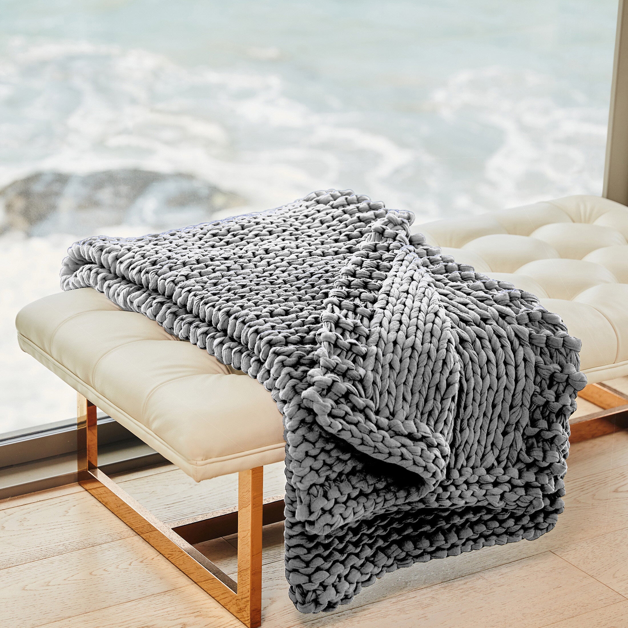 Chunky Hand-Knitted Weighted Blanket - California Design Den