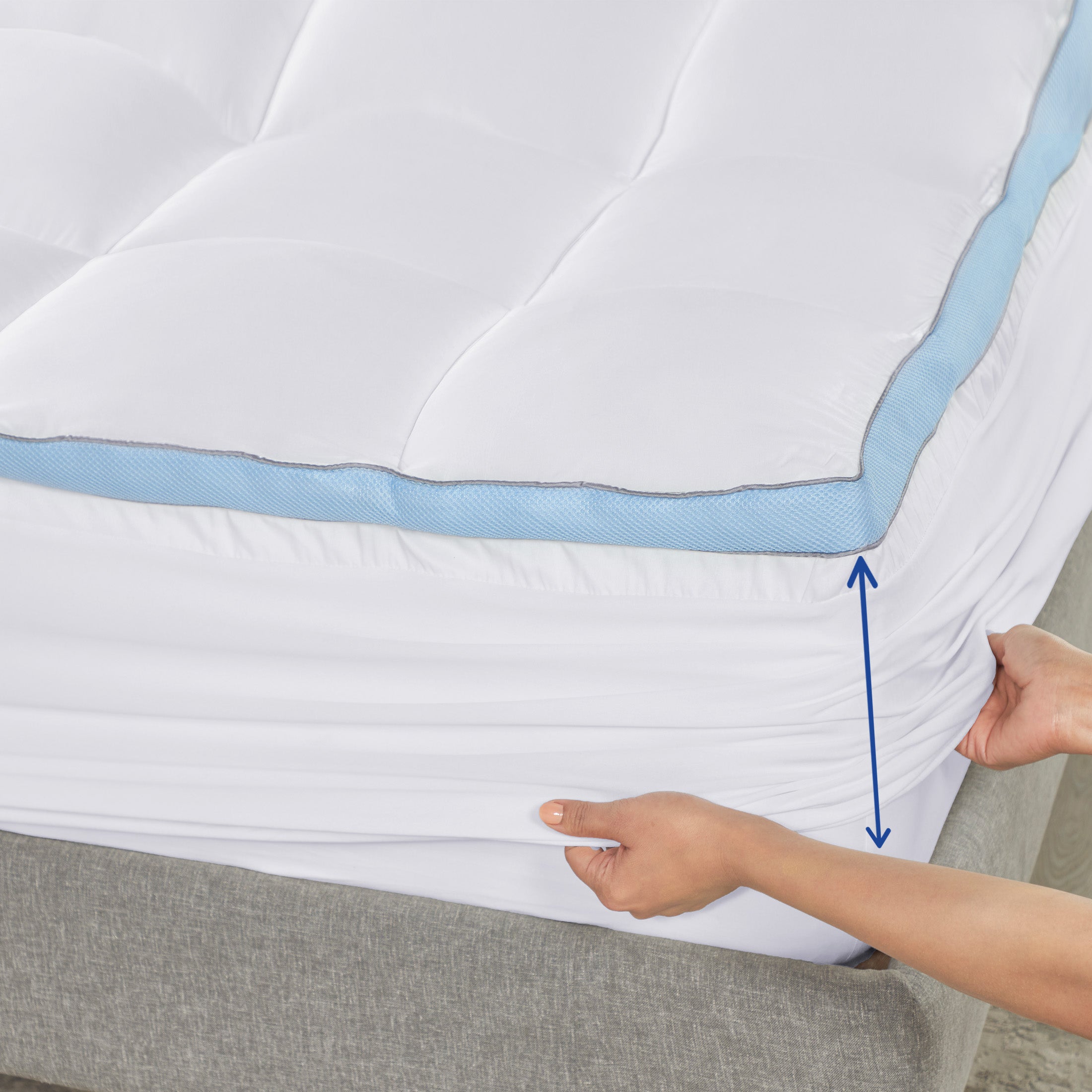 Soft, Fluffy and Cooling Pillow Top Mattress Topper - California Design Den